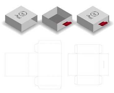 硬纸滑动套筒盒样机刀模切线图片