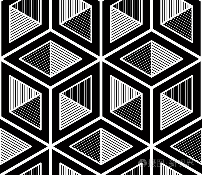 黑与白的对比对称无缝模式与 interwe