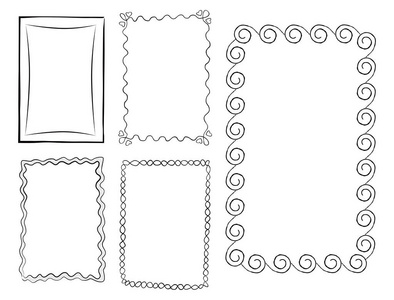 矩形涂鸦线艺术帧矢量集图片