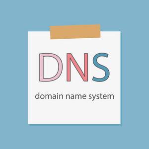 写在笔记本纸上的 Dns 域名系统矢量插图