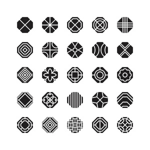 八角形几何矢量图标, 装饰品照片