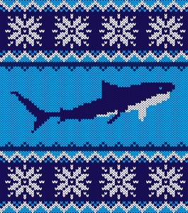 针织的鲨鱼和雪花照片