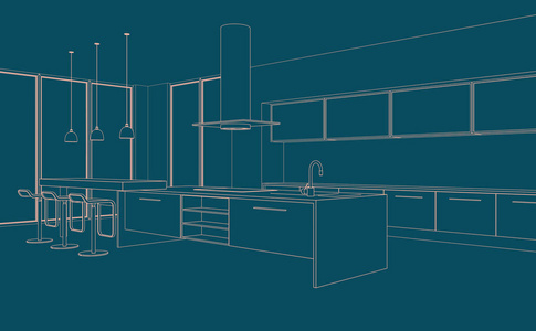室内设计现代厨房图纸计划