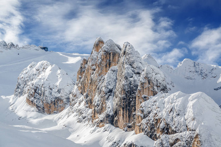 多云观的附近 Val di Fassa，TrentinoAltoAdige 地区，意大利多洛米蒂山