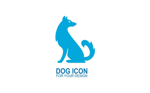 狗的标志, 狗剪影设计, 与蓝色, 矢量图标