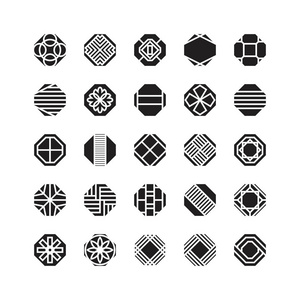 八角形几何矢量图标, 装饰品照片