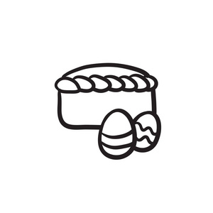 复活节蛋糕与鸡蛋素描图标