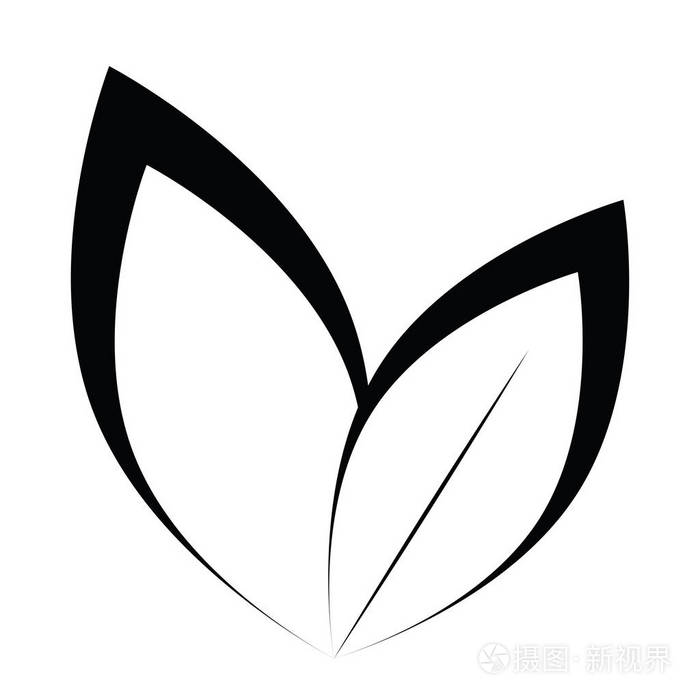 矢量风格化春天树叶上孤立的白色的轮廓插画-正版商用图片0pg05w-摄图