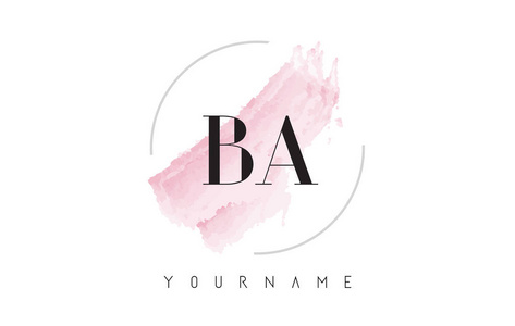Ba B A 水彩字母标志设计与圆形画笔图案