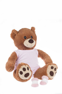 粉红色的衬衫和袜子，孤立的泰迪熊