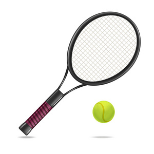 现实的详细的网球球拍和球。矢量