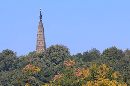 西湖和杭州保俶塔城市景观