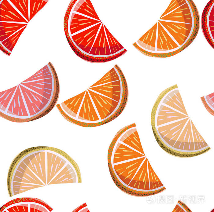 美丽明亮多彩美味好吃美味成熟多汁可爱橙色的夏天秋天甜点片橙与柑模式矢量图。完美的纺织 壁纸 卡