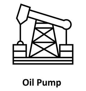 油泵千斤顶或 Pumpjack 线隔离矢量图标可编辑