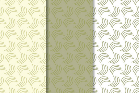 橄榄绿色和白色的一套几何无缝图案的网络, 纺织品和墙纸