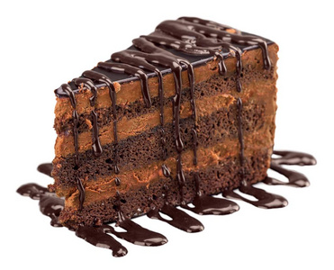 一块孤立的巧克力蛋糕