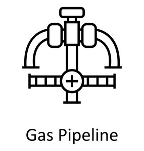 燃气管线或管道阀线隔离矢量图标可编辑
