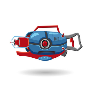 太空武器卡通复古太空冲击波,雷射,激光武器.矢量插图.卡通风格照片