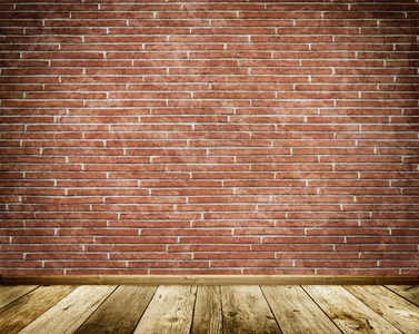 红砖墙和旧木地板背景