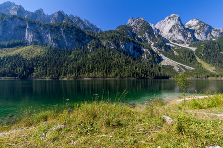 美丽的高山湖泊的景色