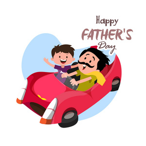 两人比心与父子两人愉快的父亲节庆祝概念车程照片