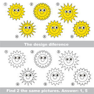 视觉的游戏。找到隐藏的几个太阳