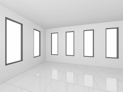 3d 呈现白色空荡荡的房间，室内图