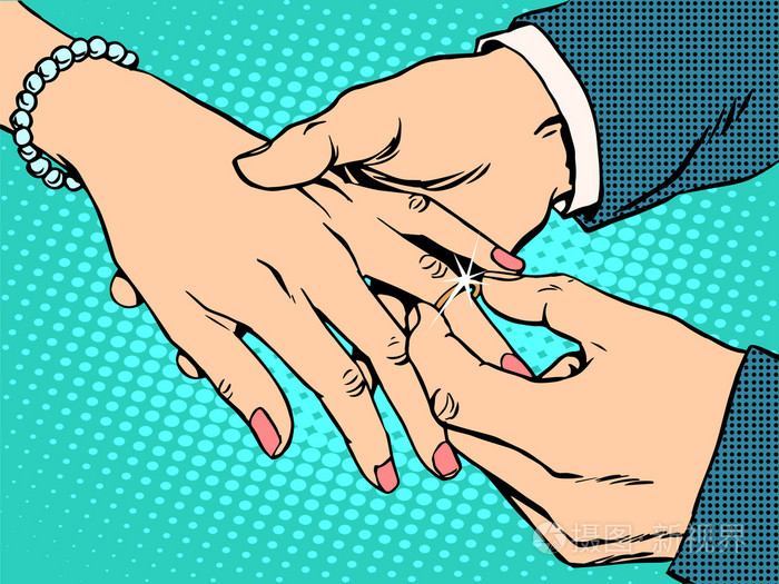 订婚结婚的新娘新郎金戒指