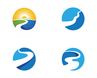 河 Logo 模板矢量图标插画设计