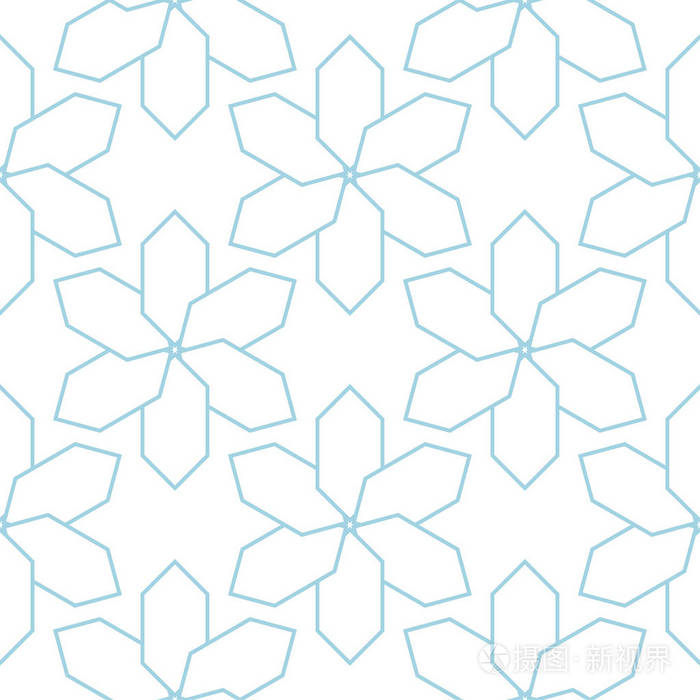 几何装饰品。用于 web纺织品和墙纸的白色和蓝色无缝图案