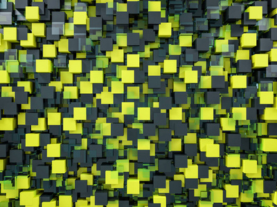 抽象的多维数据集与玻璃的背景。3d 渲染