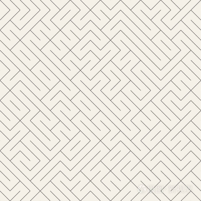 不规则的迷宫线抽象的几何背景设计矢量无缝黑色和白色花纹