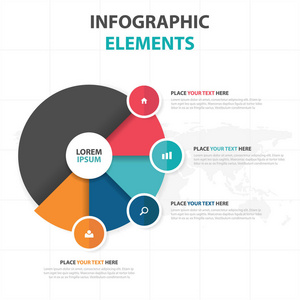 抽象多彩圆业务信息图表元素，演示文稿模板平面设计矢量图的网页设计营销广告
