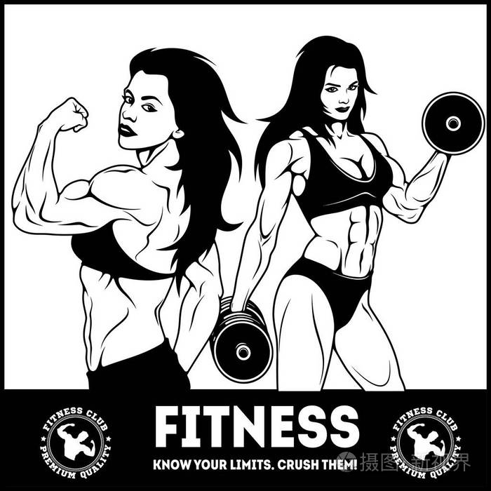 女人健身显示肌肉-女性健身