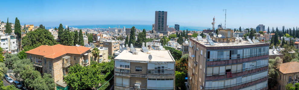 全景的市中心, 港口从 Hadar Hacarmel 邻里, 海法, 以色列