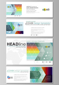 社会媒体和电子邮件标头集，现代的横幅。业务模板。矢量布局中常用的尺寸。明亮的彩色矩形，多彩的设计，矩形形状，抽象的美丽背景