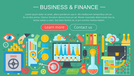商业和金融的平面图标概念。业务信息图表模板设计，web 元素，海报横幅，矢量图