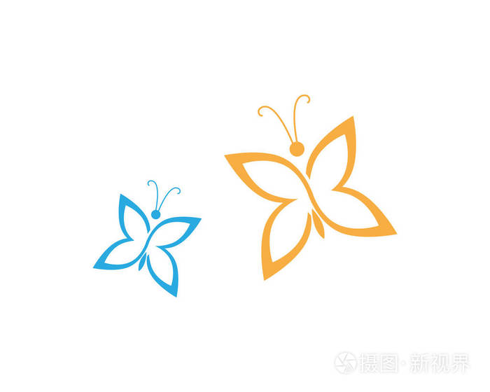 蝴蝶概念简单彩色图标徽标矢量图