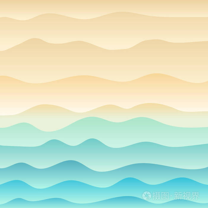 热带海滩和波浪蓝色海背景