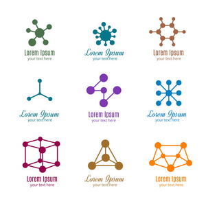 dna 和分子矢量标志为技术, 医学, 科学, 化学, 生物技术照片