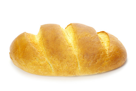 一条面包被隔绝在白色背景