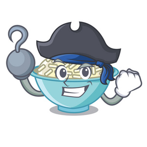 海盗米碗字符卡通矢量插图照片