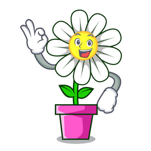 绽放吧好雏菊花字符卡通矢量插图照片