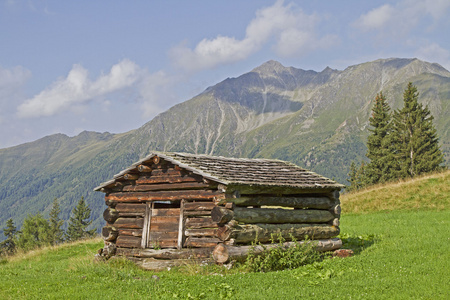 在 Lesach 山谷的干草小屋