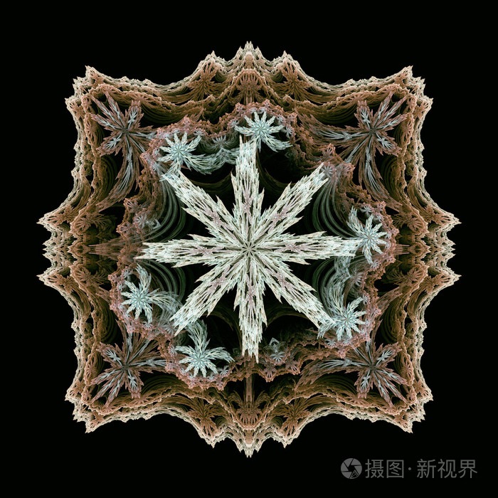 正确的彩色几何圆形分形结构像朵花可视化的复杂方程