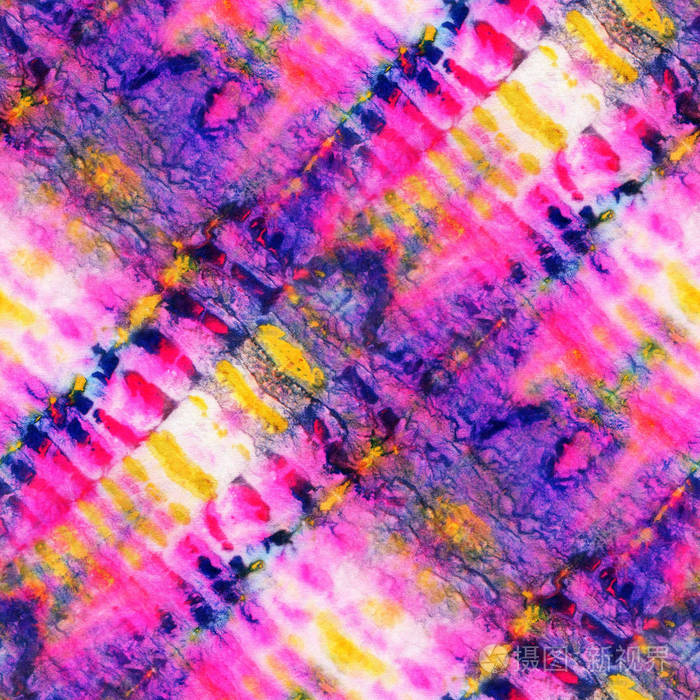 无缝的扎染图案的靛色白色的丝绸.手绘画面料-结节蜡染.shibori 染色