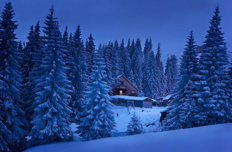 冬季滑雪度假村的小屋