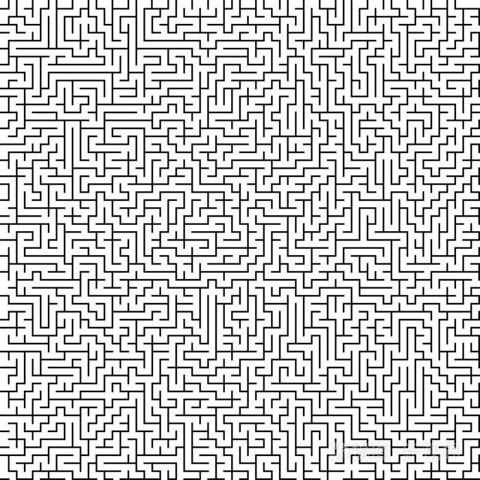 白色背景上有黑色迷宫的抽象图案.良好的包装纸, 背景, 纺织等设计