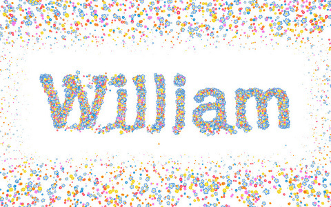 William，涂有各种五颜六色的鲜花的男性名字