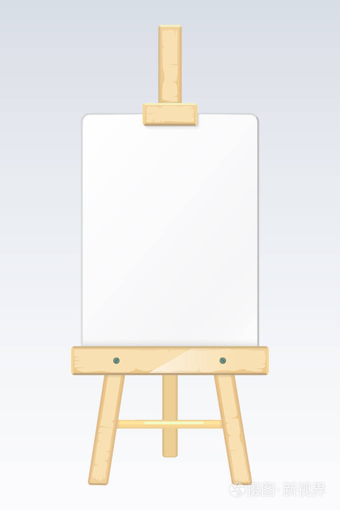 画架, 喷漆台, 带空白白色帆布矢量插图的画板